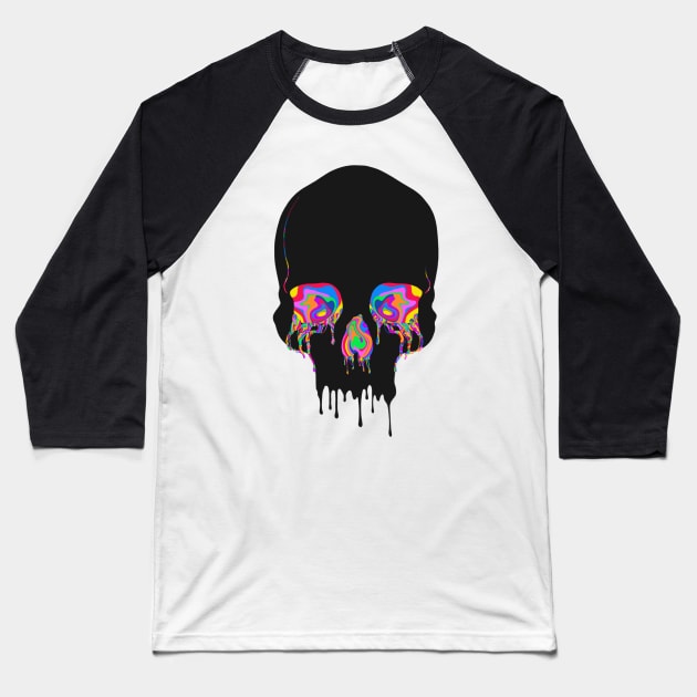 Psychedelic Skull Baseball T-Shirt by Cheerhio